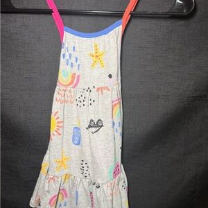 Cat & Jack Gray Tank Dress with Pink and Orange Straps and Blue Trim